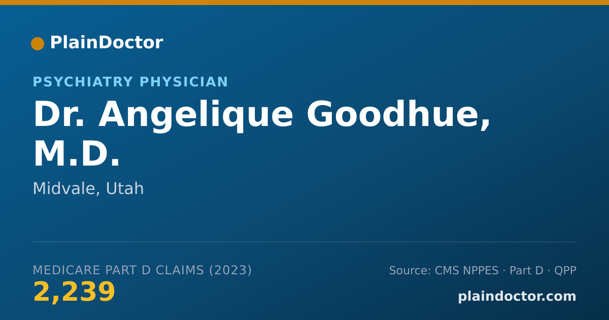 Shareable card for Angelique Goodhue, M.D. - Psychiatry Physician, Midvale, UT