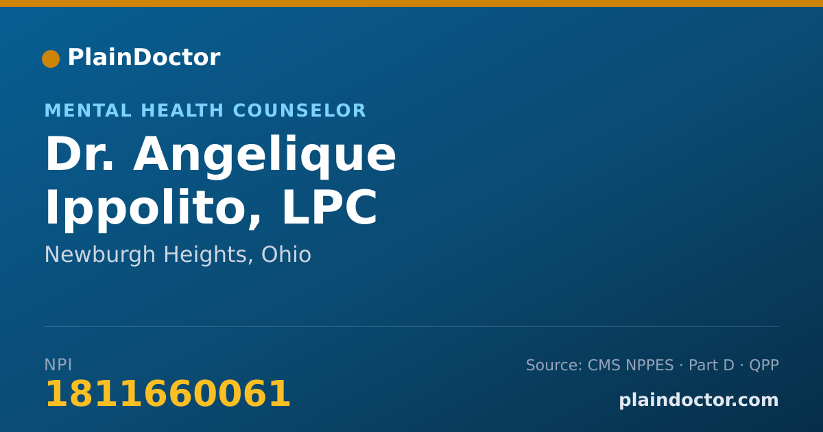 Shareable card for Angelique Ippolito, LPC - Mental Health Counselor, Newburgh Heights, OH