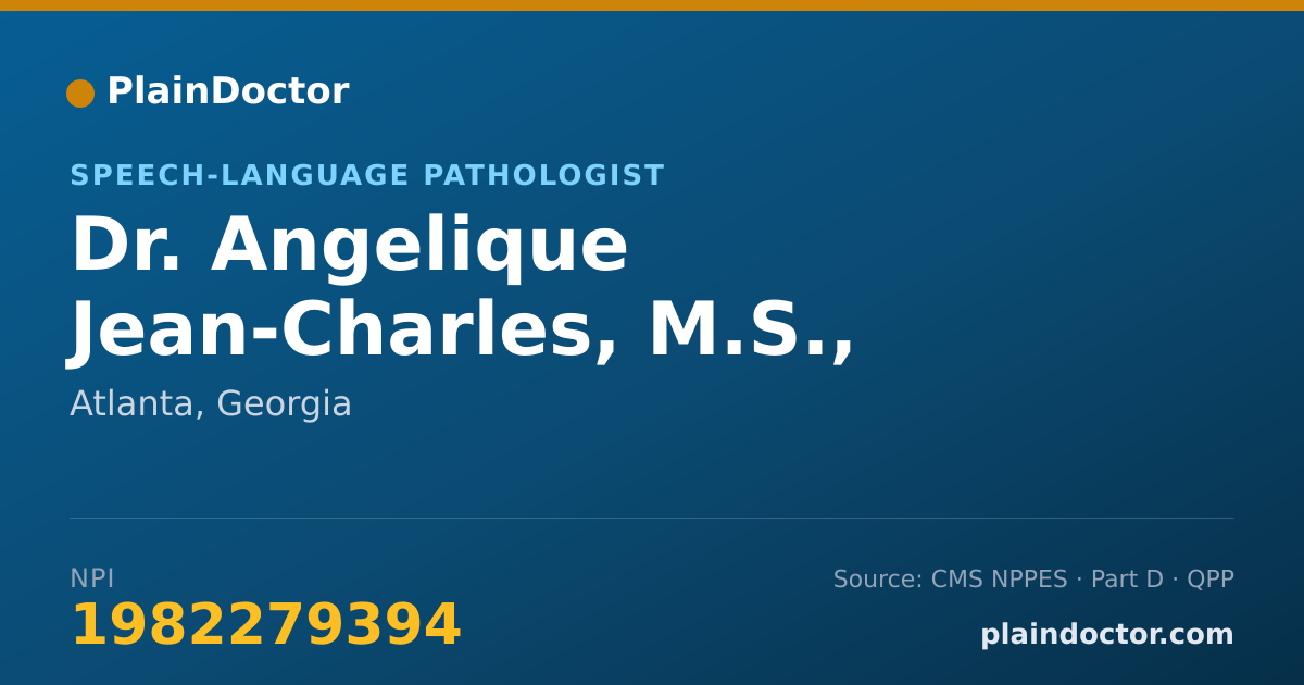 Shareable card for Angelique Jean-Charles, M.S., CCC-SLP - Speech-Language Pathologist, Atlanta, GA