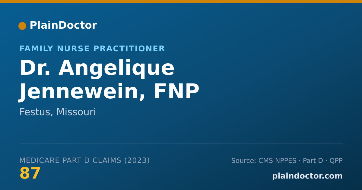 Shareable card for Angelique Jennewein, FNP - Family Nurse Practitioner, Festus, MO