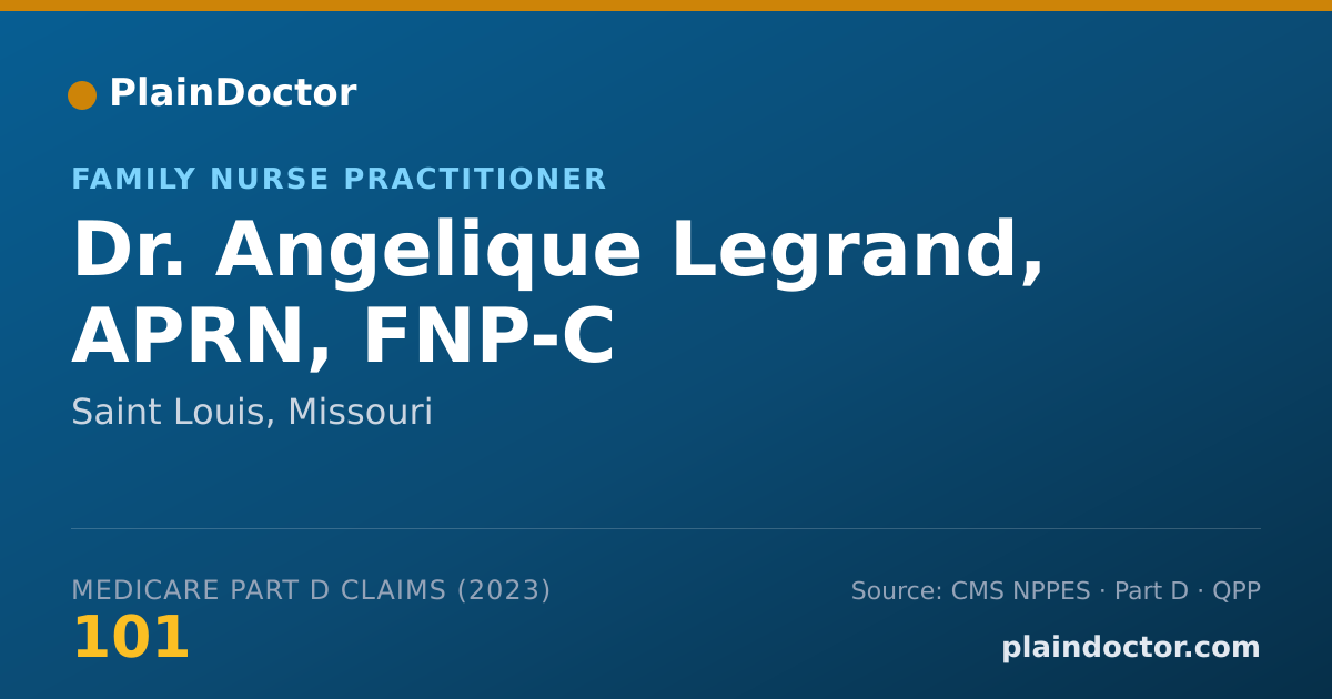 Shareable card for Angelique Legrand, APRN, FNP-C - Family Nurse Practitioner, Saint Louis, MO