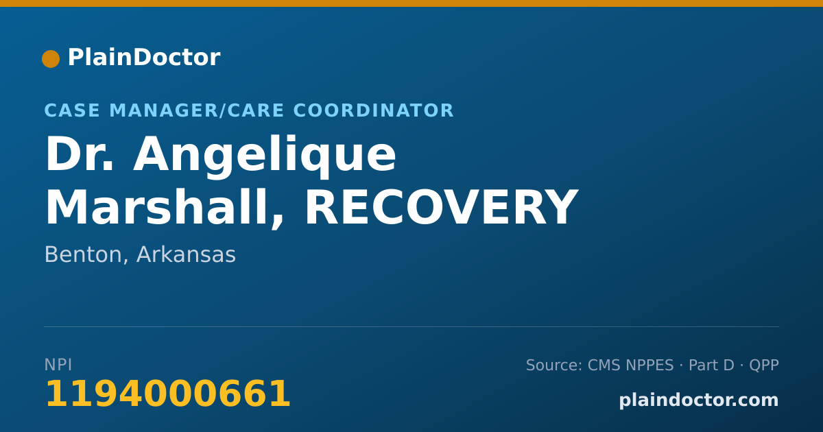 Shareable card for Angelique Marshall, RECOVERY ASSISTANT - Case Manager/Care Coordinator, Benton, AR
