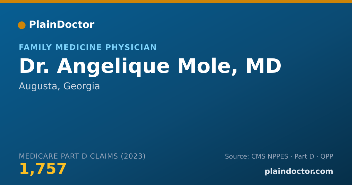 Shareable card for Angelique Mole, MD - Family Medicine Physician, Augusta, GA