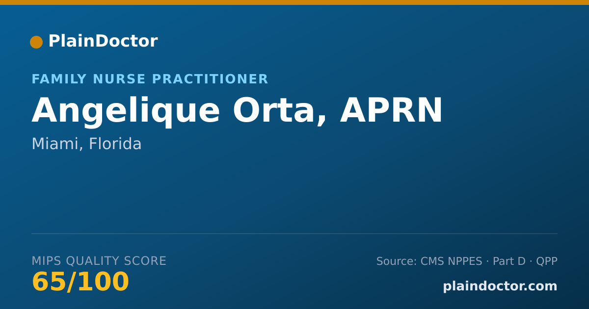Shareable card for Angelique Orta, APRN - Nurse Practitioner, Miami, FL