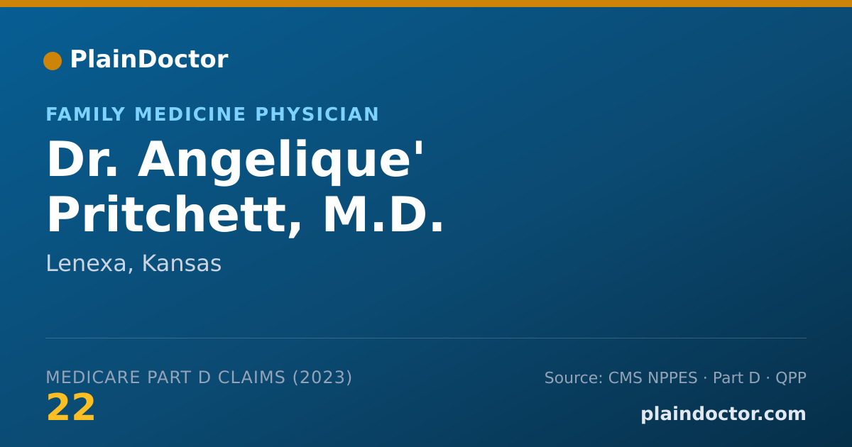 Shareable card for Angelique' Pritchett, M.D. - Family Medicine Physician, Lenexa, KS