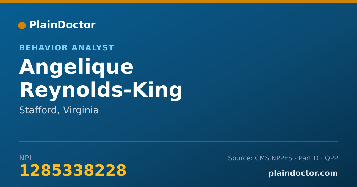 Shareable card for Angelique Reynolds-King - Behavior Analyst, Stafford, VA