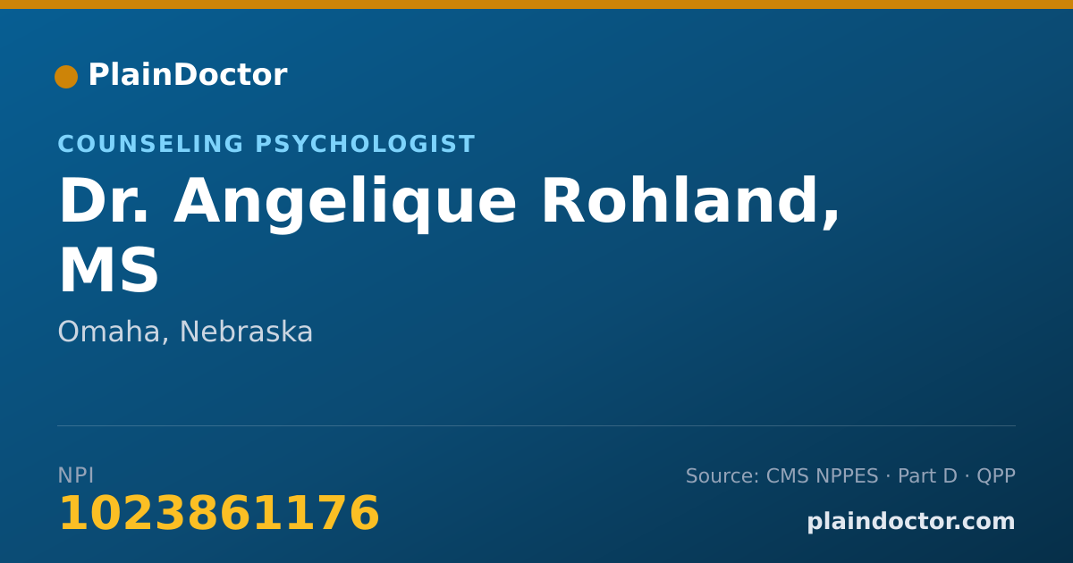 Shareable card for Angelique Rohland, MS - Counseling Psychologist, Omaha, NE