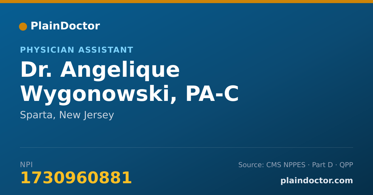 Shareable card for Angelique Wygonowski, PA-C - Physician Assistant, Sparta, NJ