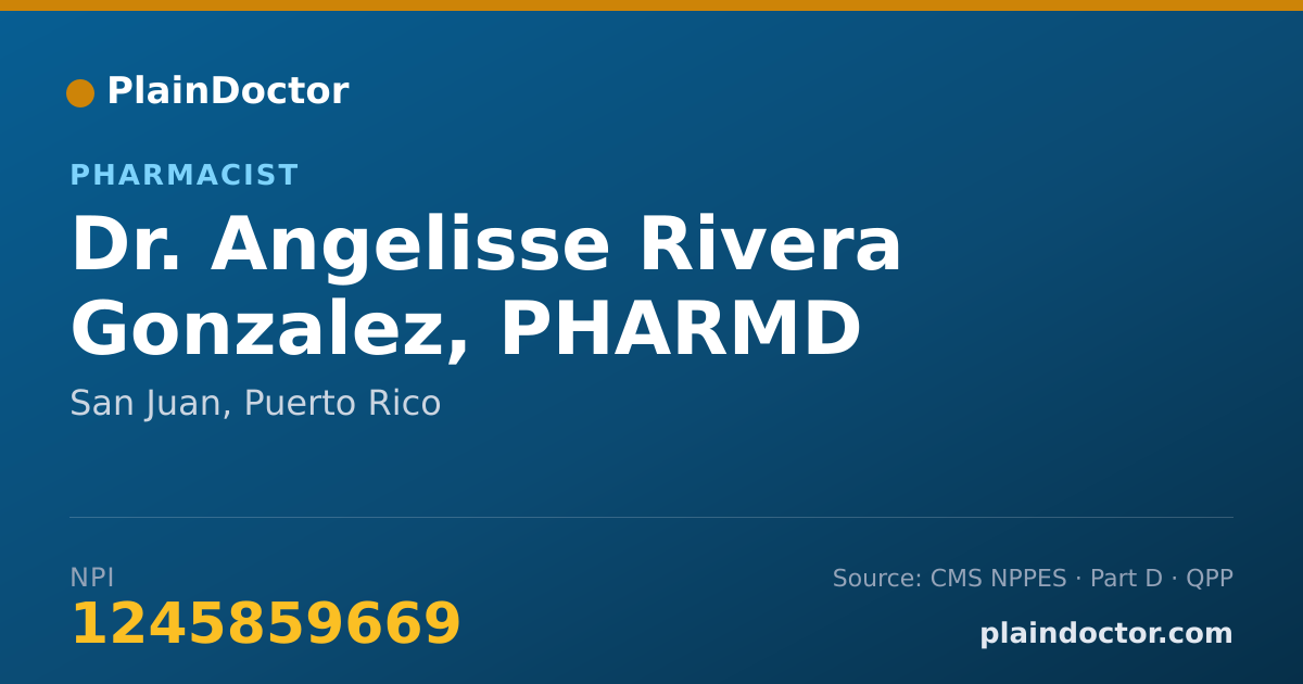 Shareable card for Angelisse Rivera Gonzalez, PHARMD - Pharmacist, San Juan, PR