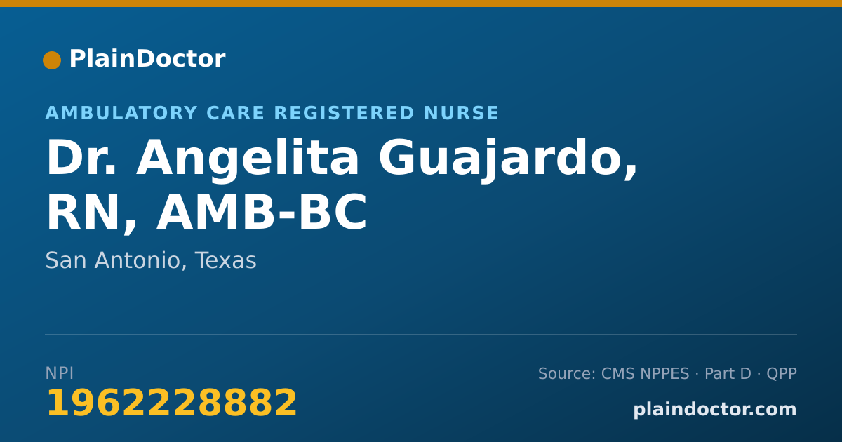 Shareable card for Angelita Guajardo, RN, AMB-BC - Ambulatory Care Registered Nurse, San Antonio, TX