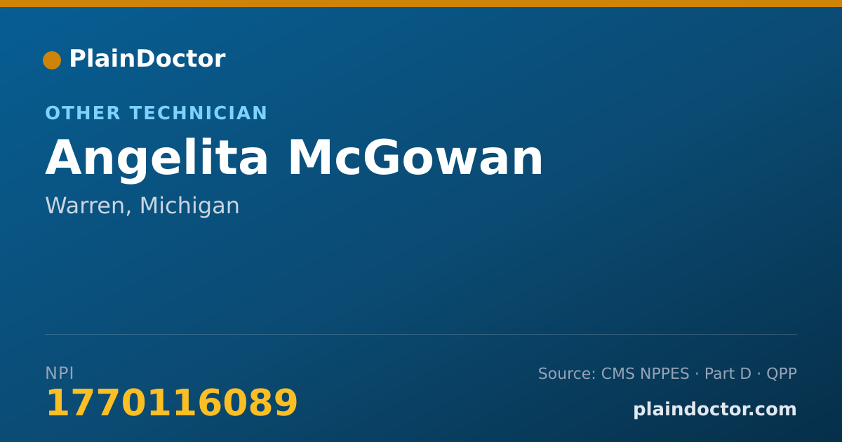 Shareable card for Angelita McGowan - Other Technician, Warren, MI
