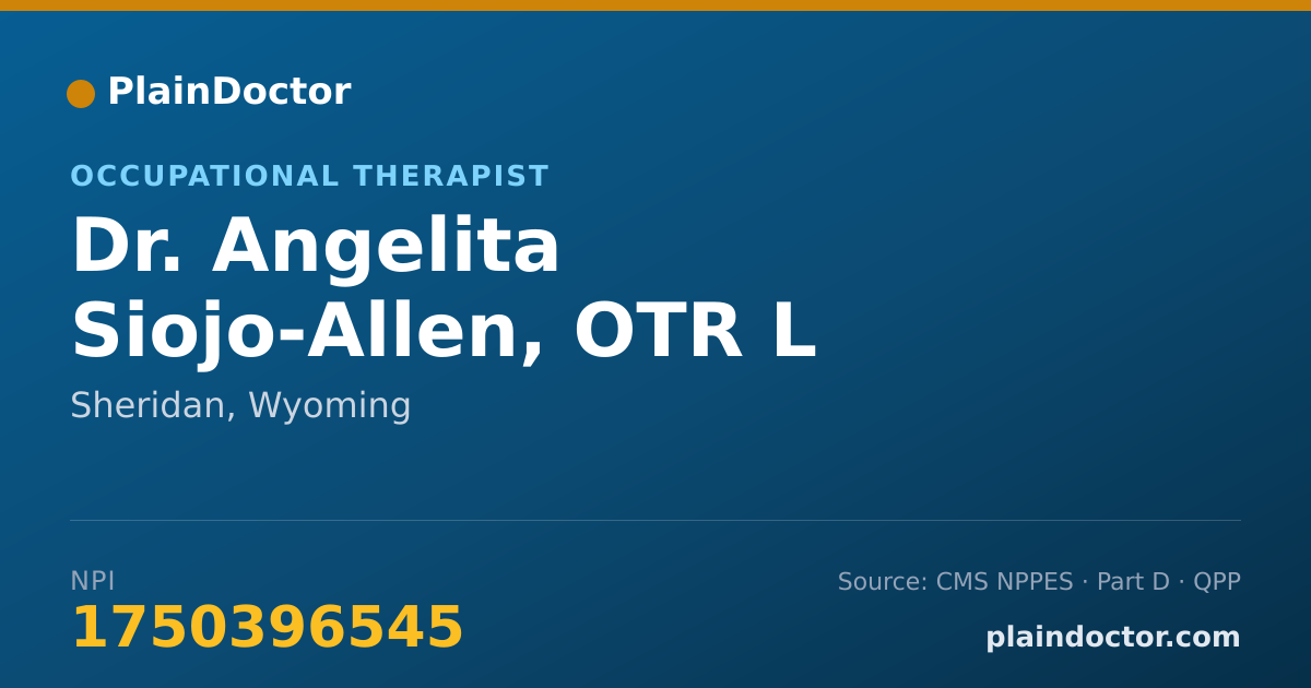 Shareable card for Angelita Siojo-Allen, OTR L - Occupational Therapist, Sheridan, WY