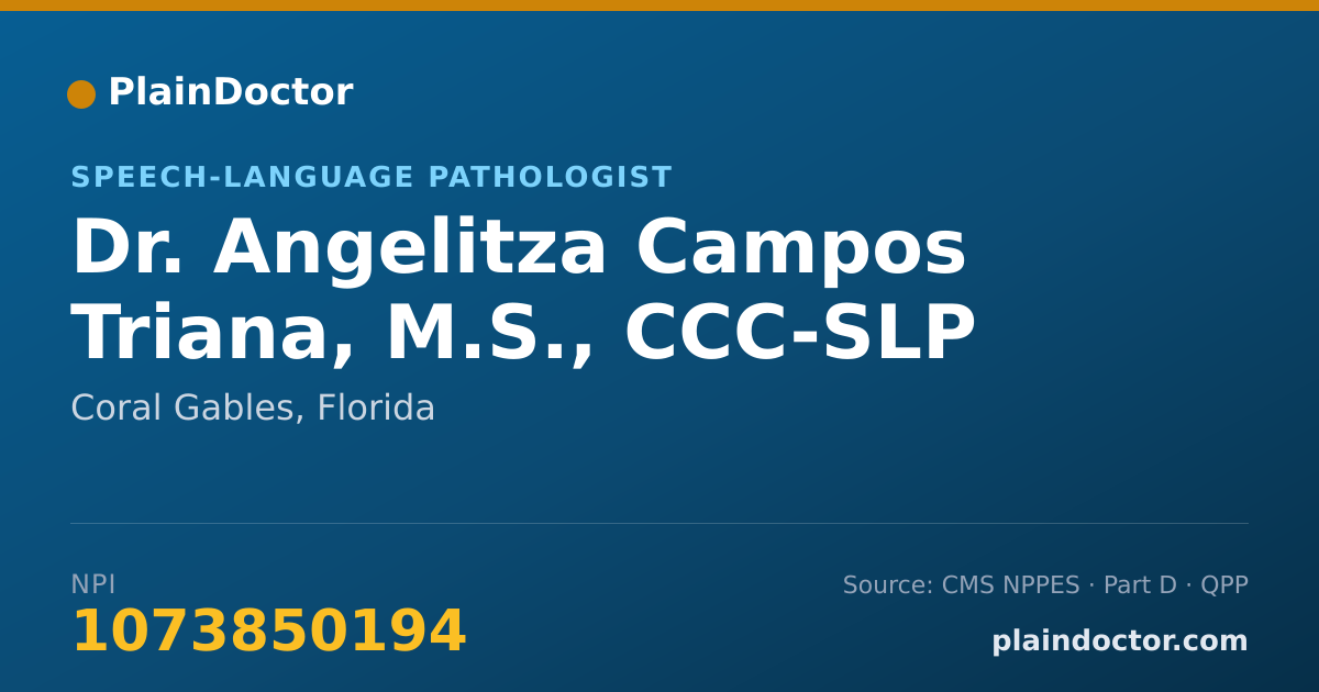 Shareable card for Angelitza Campos Triana, M.S., CCC-SLP - Speech-Language Pathologist, Coral Gables, FL