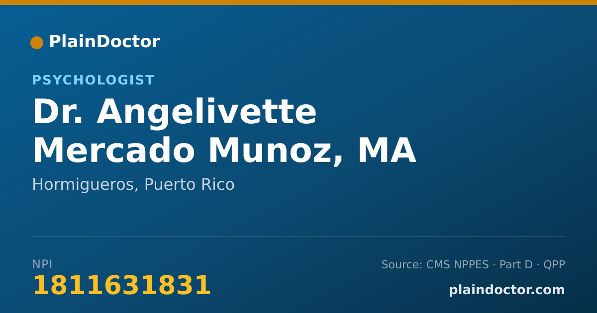 Shareable card for Angelivette Mercado Munoz, MA - Psychologist, Hormigueros, PR