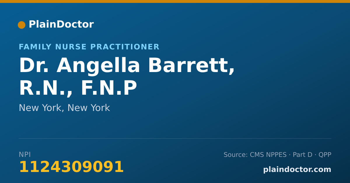 Shareable card for Angella Barrett, R.N., F.N.P - Family Nurse Practitioner, New York, NY