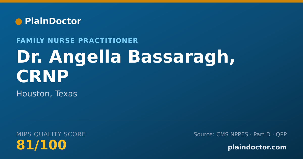 Shareable card for Angella Bassaragh, CRNP - Family Nurse Practitioner, Houston, TX