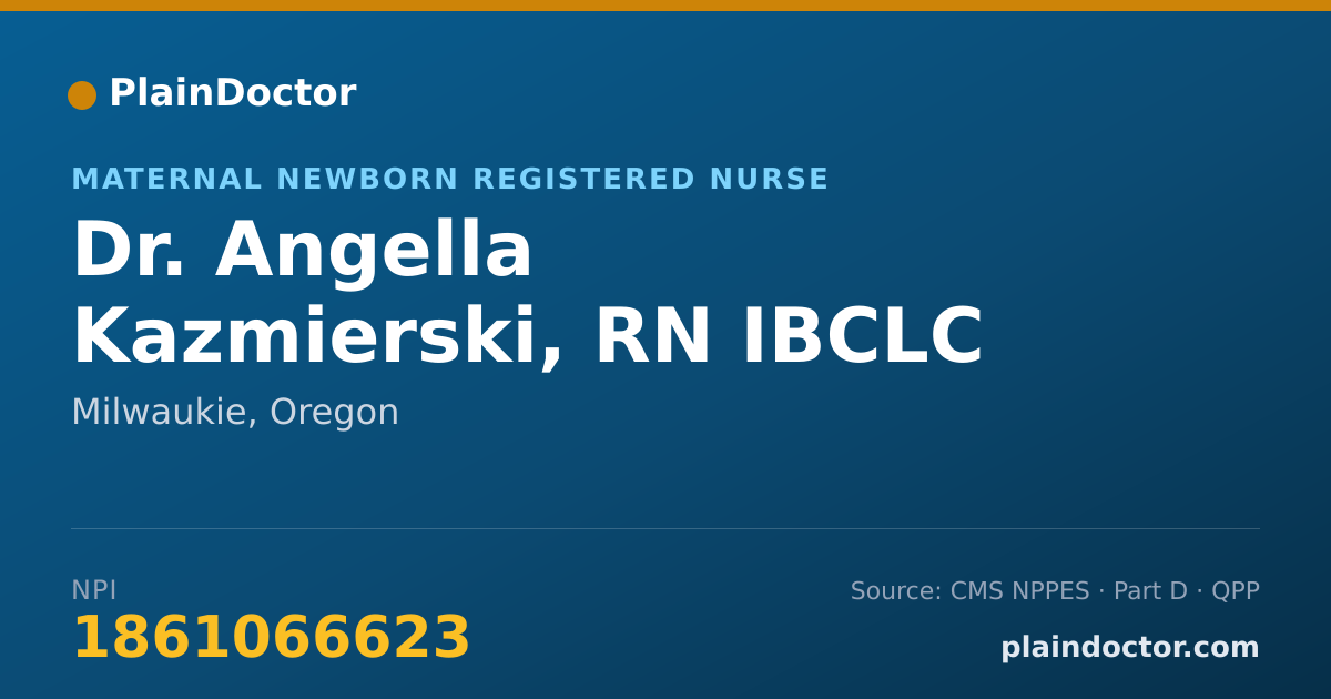 Shareable card for Angella Kazmierski, RN IBCLC - Maternal Newborn Registered Nurse, Milwaukie, OR