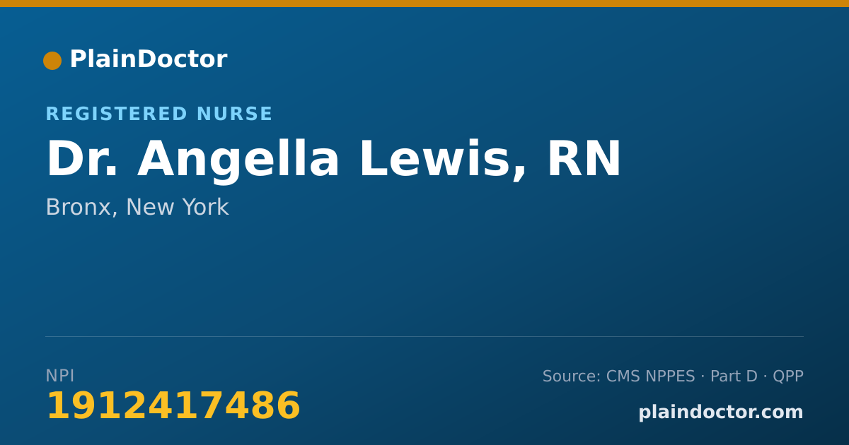 Shareable card for Angella Lewis, RN - Registered Nurse, Bronx, NY