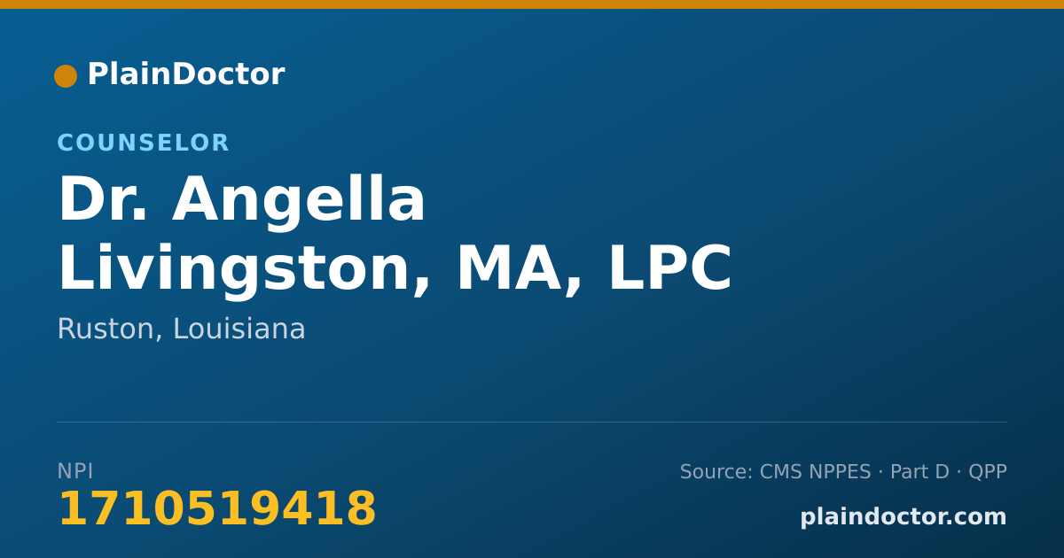 Shareable card for Angella Livingston, MA, LPC - Counselor, Ruston, LA
