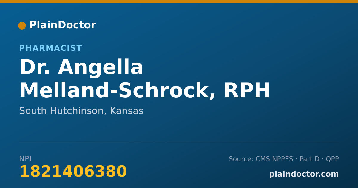 Shareable card for Angella Melland-Schrock, RPH - Pharmacist, South Hutchinson, KS