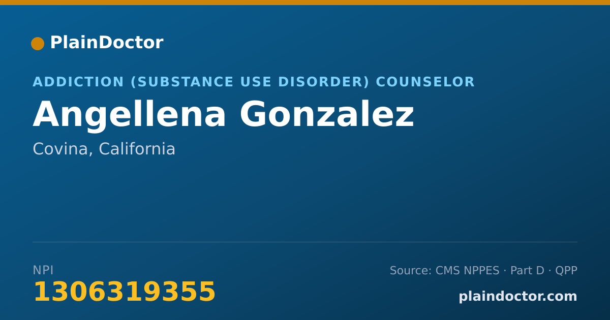 Shareable card for Angellena Gonzalez - Addiction (Substance Use Disorder) Counselor, Covina, CA
