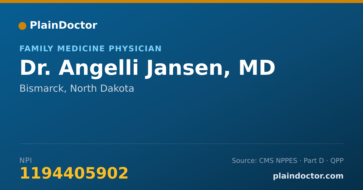 Shareable card for Angelli Jansen, MD - Family Medicine Physician, Bismarck, ND