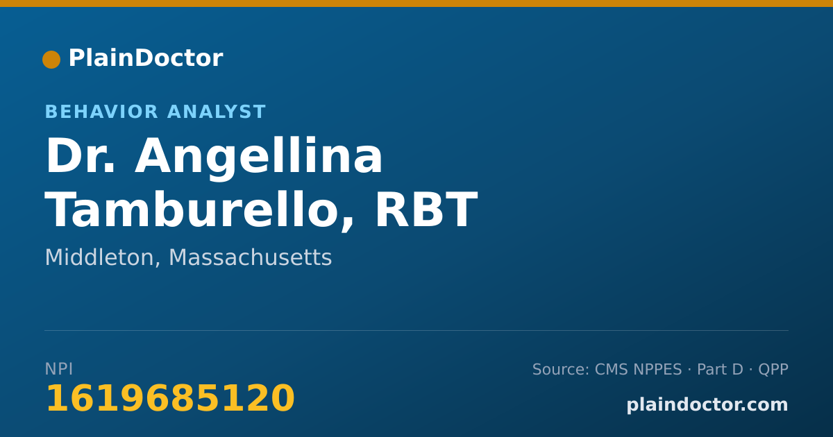 Shareable card for Angellina Tamburello, RBT - Behavior Analyst, Middleton, MA
