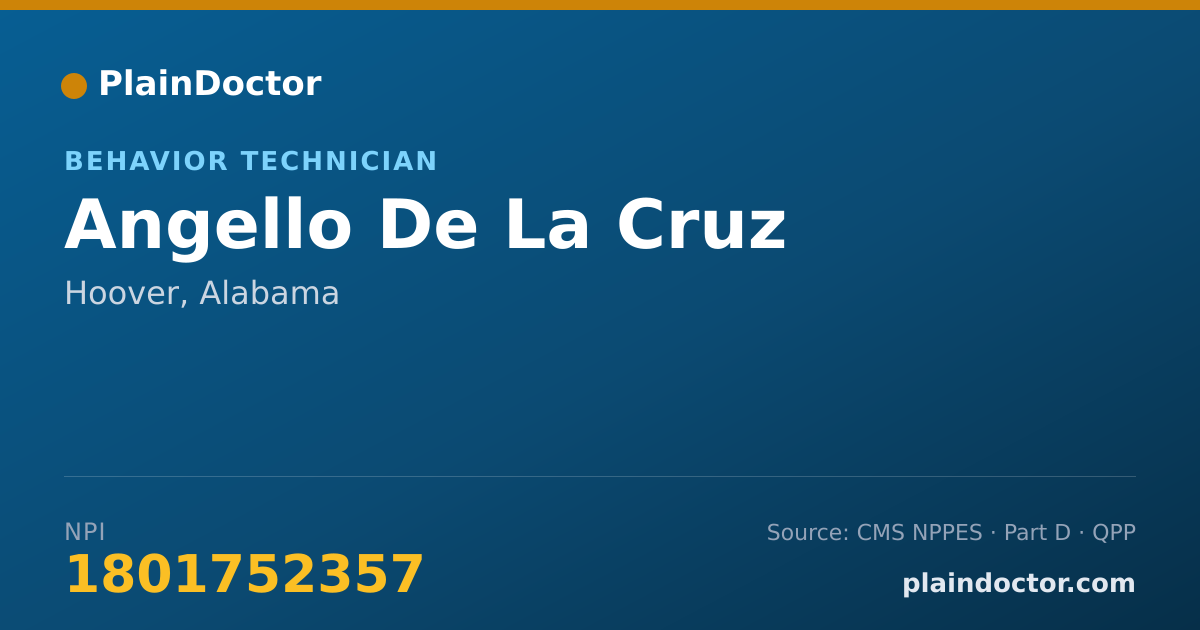 Shareable card for Angello De La Cruz - Behavior Technician, Hoover, AL