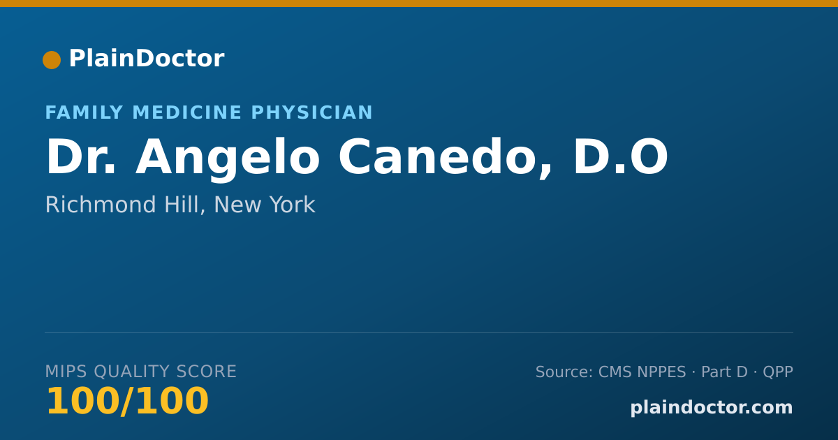 Shareable card for Angelo Canedo, D.O - Family Medicine Physician, Richmond Hill, NY