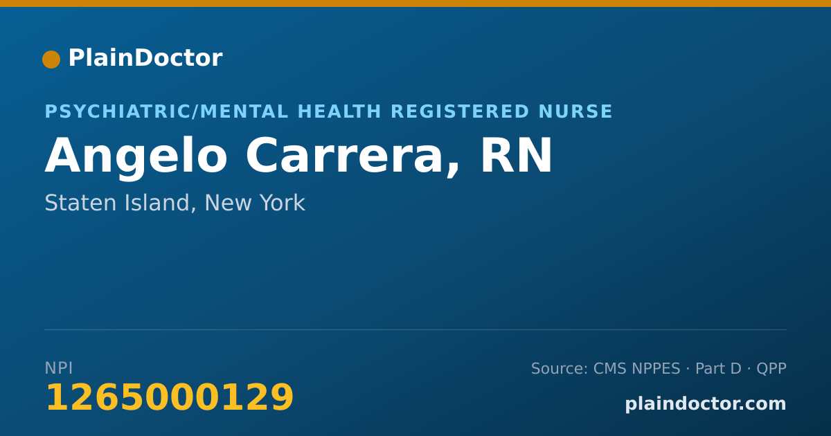 Shareable card for Angelo Carrera, RN - Psychiatric/Mental Health Registered Nurse, Staten Island, NY