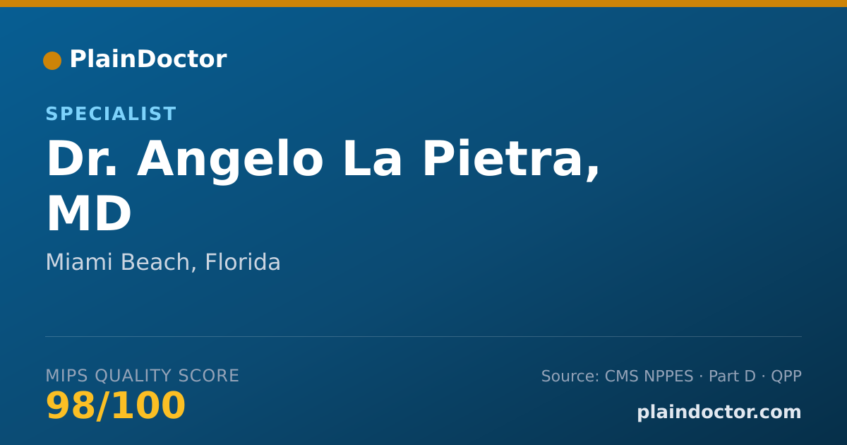 Shareable card for Angelo La Pietra, MD - Specialist, Miami Beach, FL