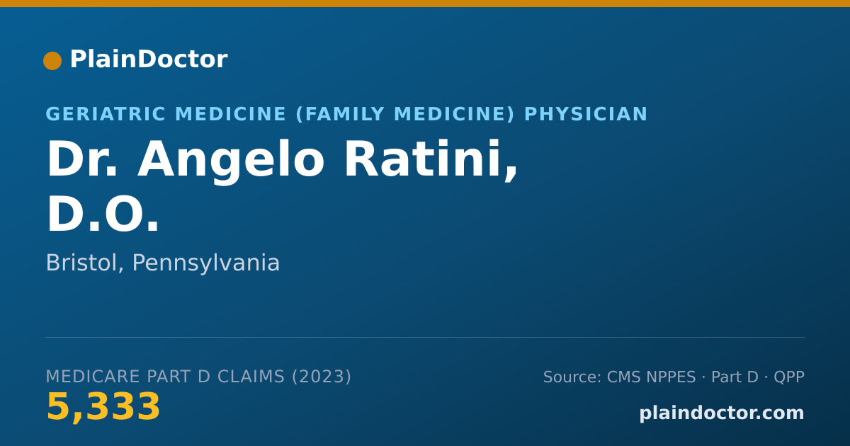 Shareable card for Angelo Ratini, D.O. - Geriatric Medicine (Family Medicine) Physician, Bristol, PA
