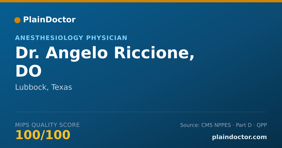 Shareable card for Angelo Riccione, DO - Anesthesiology Physician, Lubbock, TX