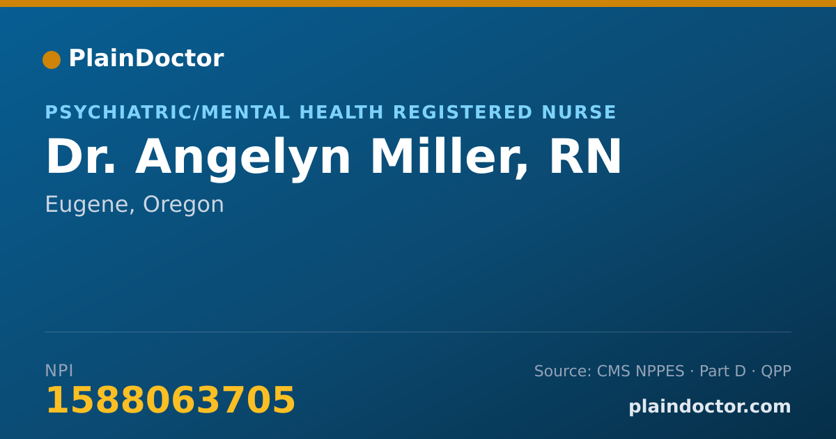 Shareable card for Angelyn Miller, RN - Psychiatric/Mental Health Registered Nurse, Eugene, OR