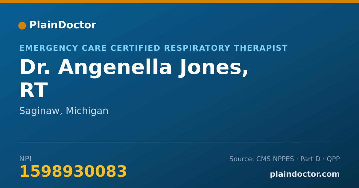Shareable card for Angenella Jones, RT - Emergency Care Certified Respiratory Therapist, Saginaw, MI