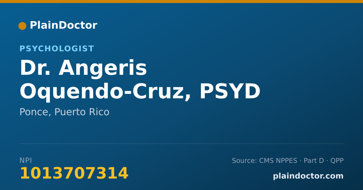 Shareable card for Angeris Oquendo-Cruz, PSYD - Psychologist, Ponce, PR
