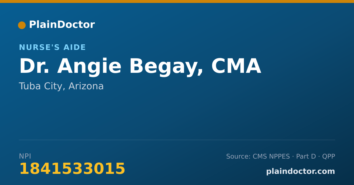Shareable card for Angie Begay, CMA - Nurse's Aide, Tuba City, AZ