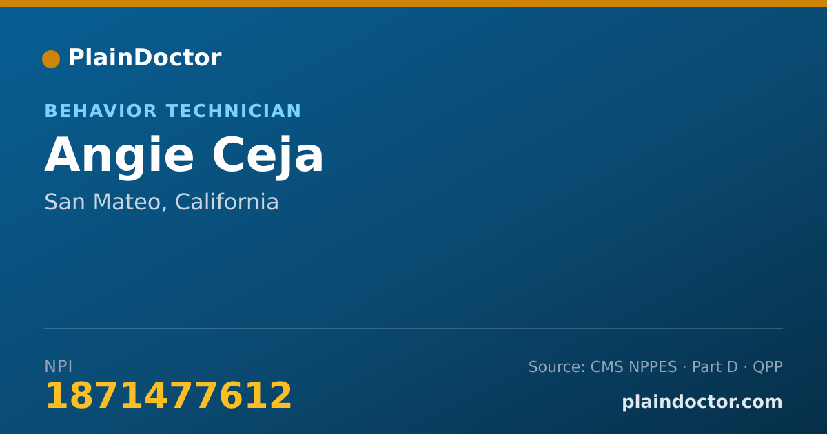 Shareable card for Angie Ceja - Behavior Technician, San Mateo, CA