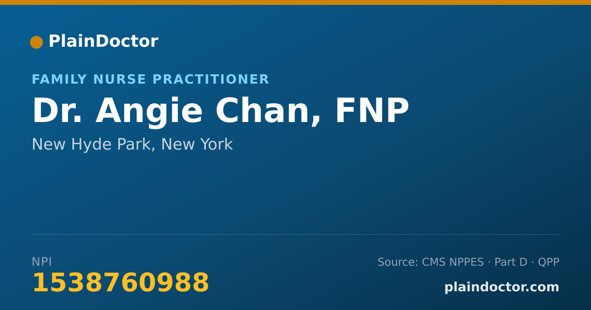 Shareable card for Angie Chan, FNP - Family Nurse Practitioner, New Hyde Park, NY