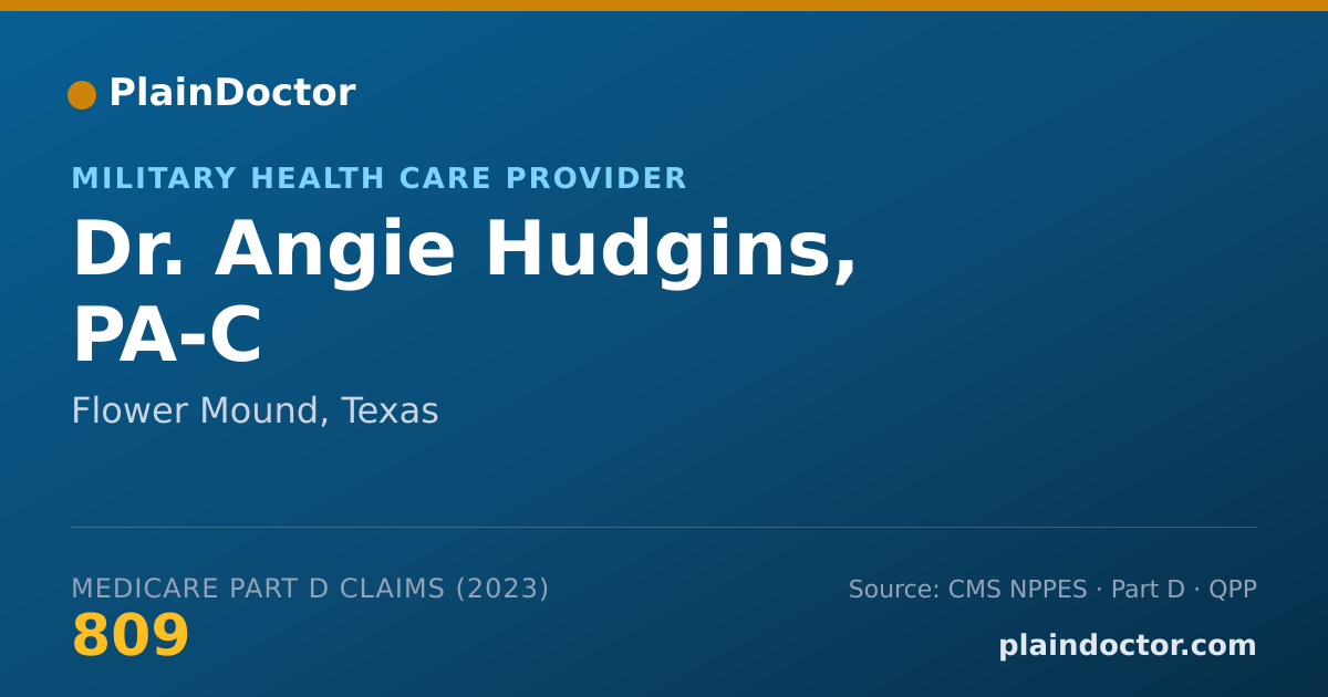 Shareable card for Angie Hudgins, PA-C - Military Health Care Provider, Flower Mound, TX