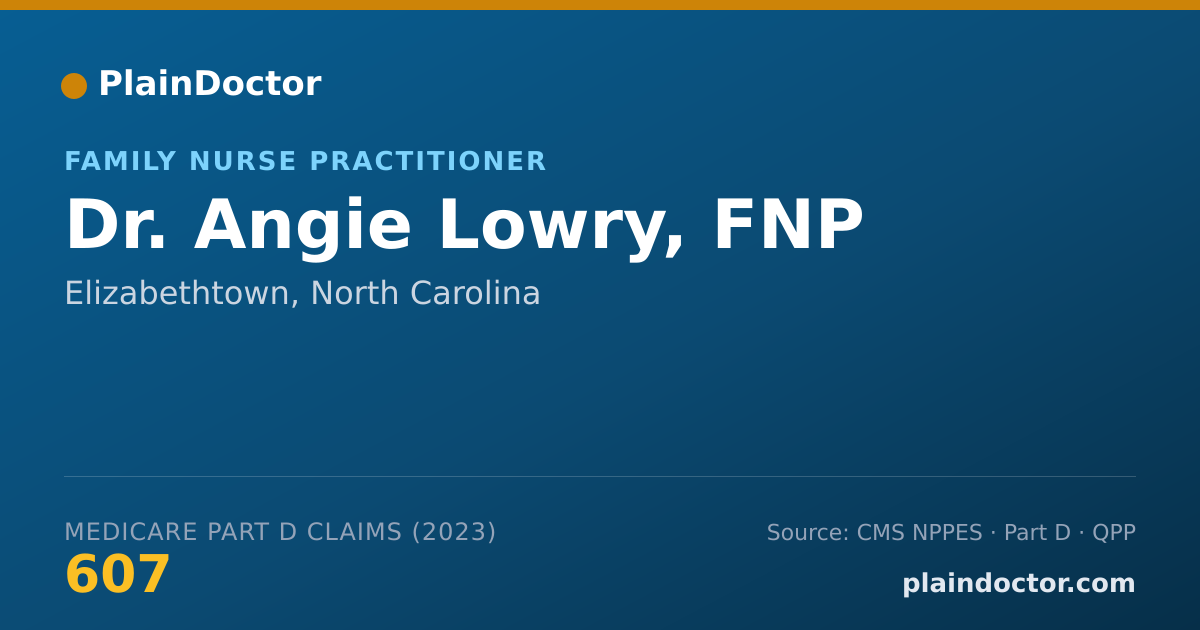 Shareable card for Angie Lowry, FNP - Family Nurse Practitioner, Elizabethtown, NC