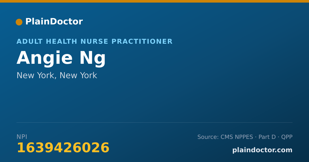 Shareable card for Angie Ng - Adult Health Nurse Practitioner, New York, NY
