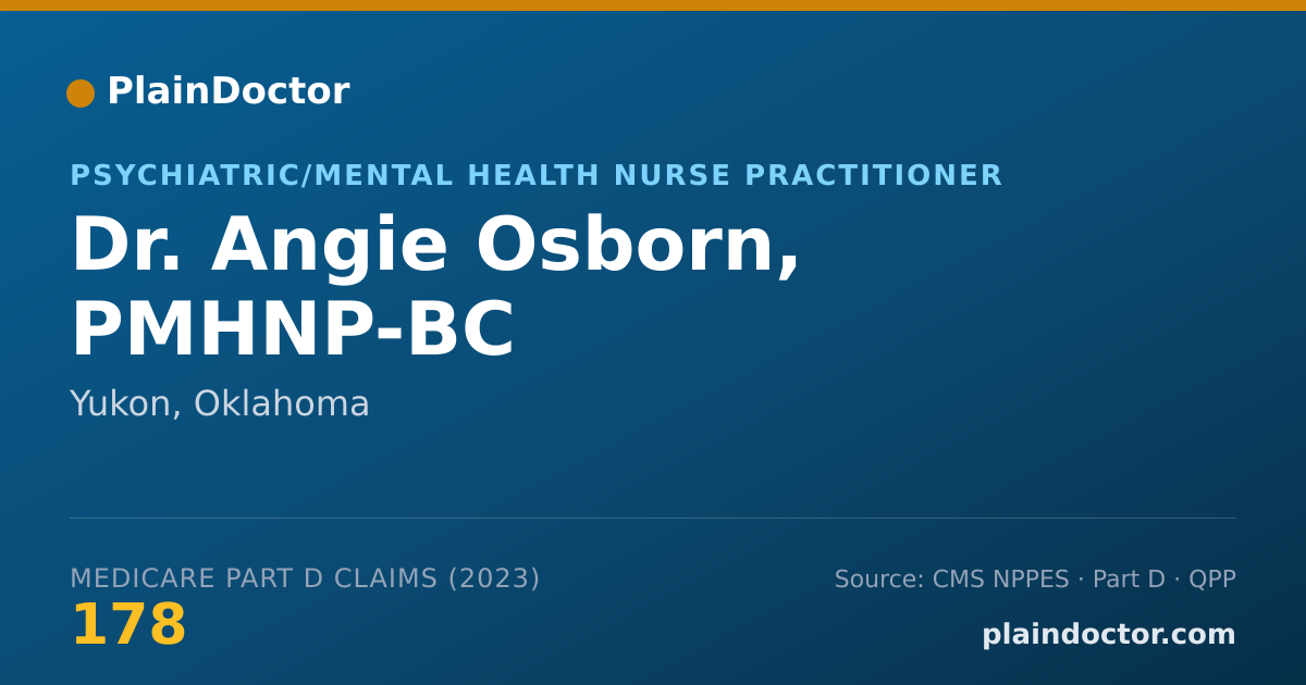 Shareable card for Angie Osborn, PMHNP-BC - Psychiatric/Mental Health Nurse Practitioner, Yukon, OK