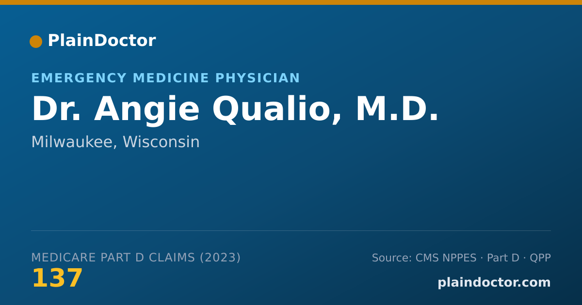 Shareable card for Angie Qualio, M.D. - Emergency Medicine Physician, Milwaukee, WI
