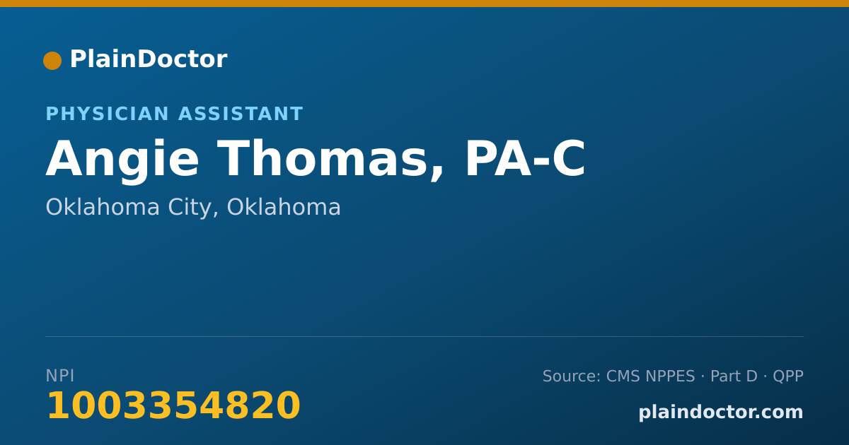 Shareable card for Angie Thomas, PA-C - Physician Assistant, Oklahoma City, OK
