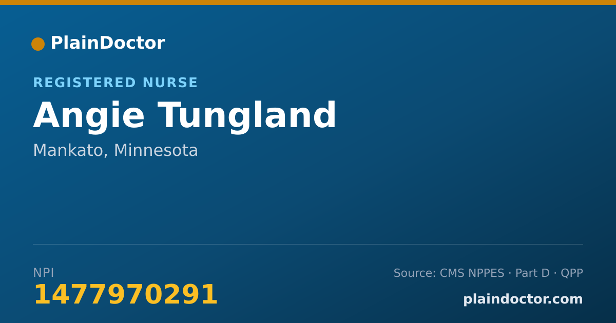 Shareable card for Angie Tungland - Registered Nurse, Mankato, MN