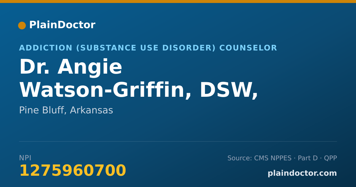 Shareable card for Angie Watson-Griffin, DSW, DAC, LCSW - Addiction (Substance Use Disorder) Counselor, Pine Bluff, AR