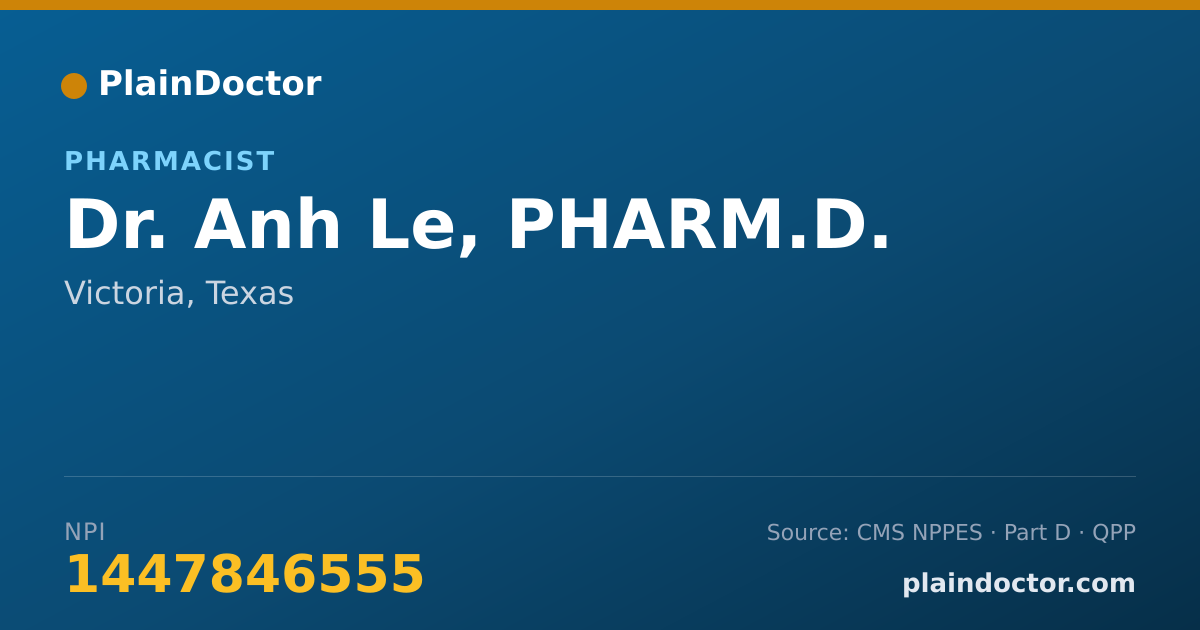 Shareable card for Anh Le, PHARM.D. - Pharmacist, Victoria, TX