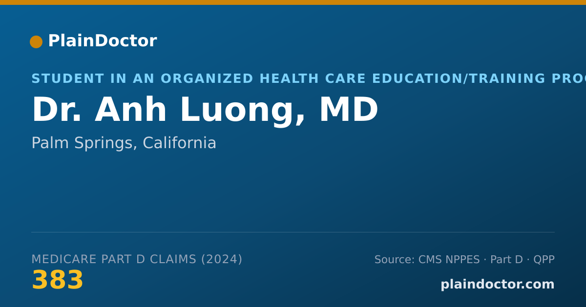Shareable card for Anh Luong, MD - Student in an Organized Health Care Education/Training Program, Palm Springs, CA