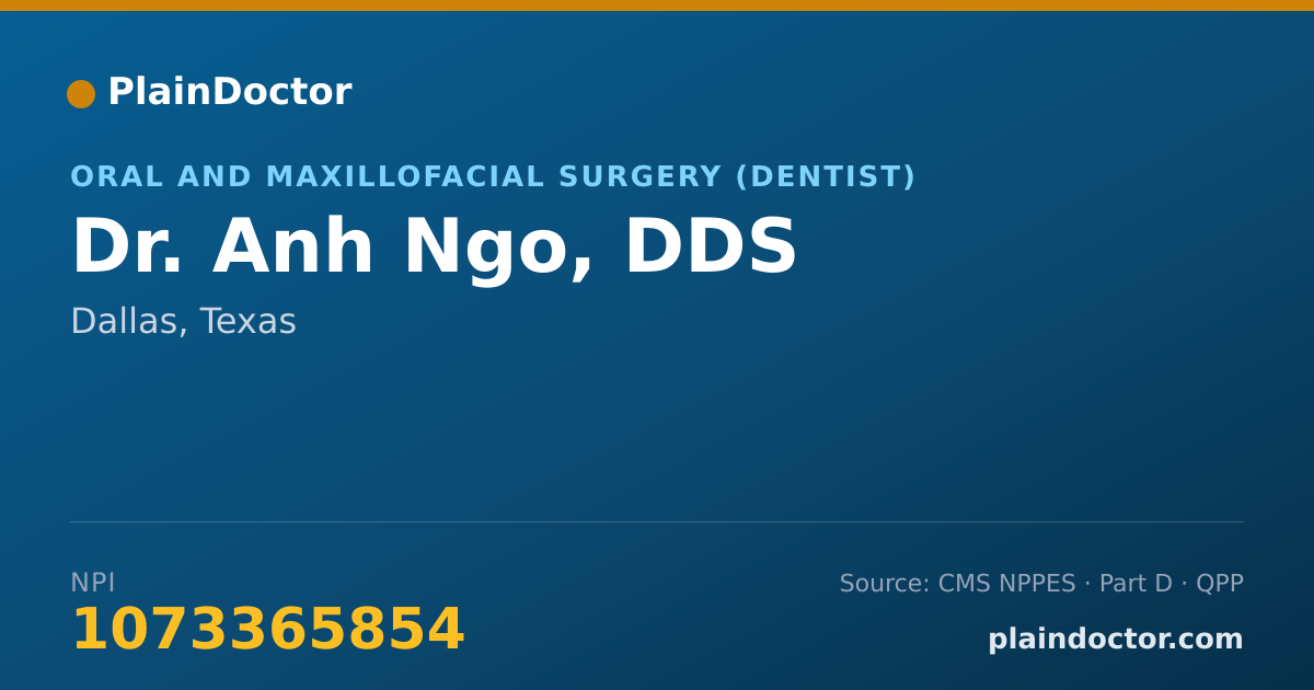 Shareable card for Anh Ngo, DDS - Oral and Maxillofacial Surgery (Dentist), Dallas, TX